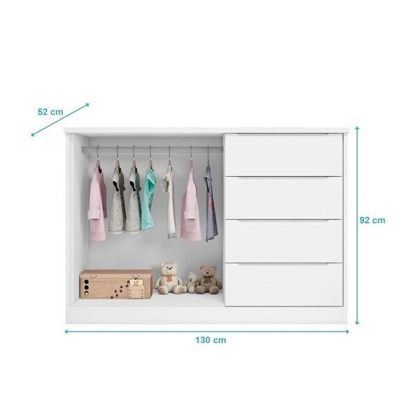 Imagem de Quarto Infantil Completo Perola com Guarda Roupa 3 Portas e Comoda 2 Portas Branco - Phoenix Baby