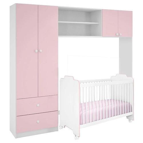 Imagem de Quarto Infantil Conjugado Ternura Rosa - Guarda-Roupa e Berço - Peternella