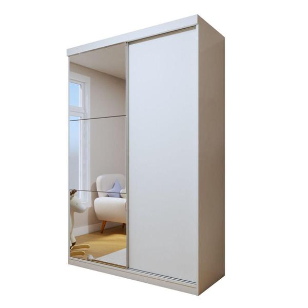 Imagem de Quarto Infantil Guarda-Roupa 2 Portas Correr e Espelhos Arabella com Cômoda 1 Porta 4 Gavetas Aurora Branco