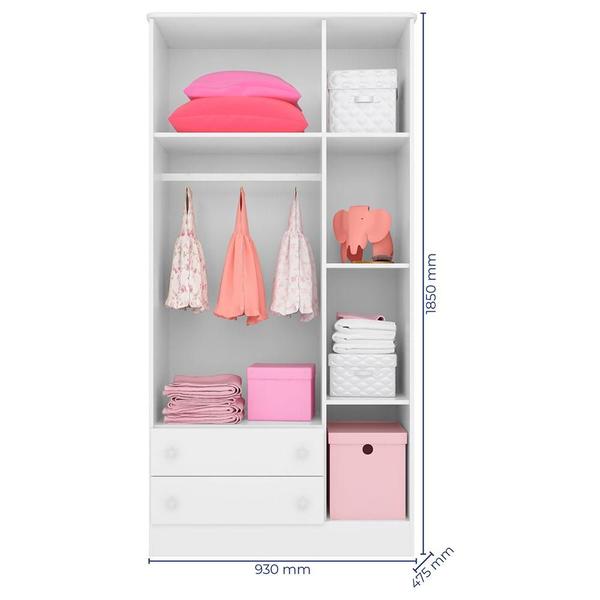 Imagem de Quarto Infantil Guarda Roupa 3 Portas, Berço e Cômoda 4 Gavetas Meu Soninho Branco - FdECOR