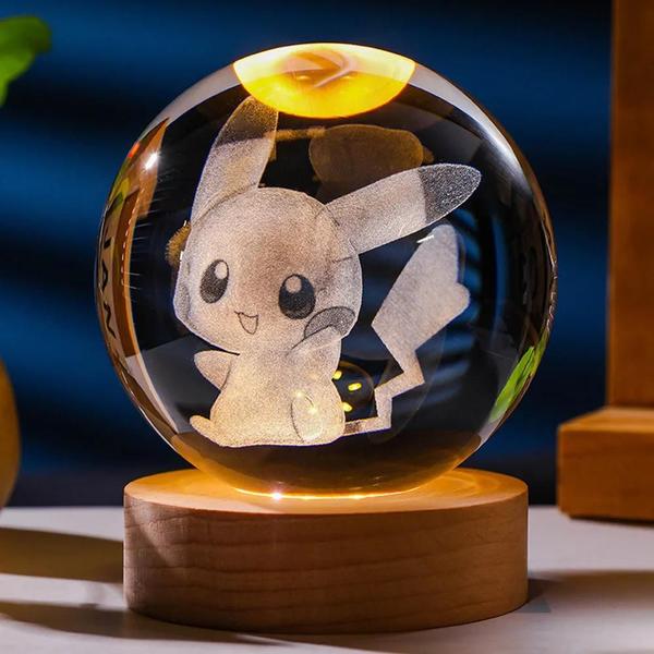 Imagem de Quarto Infantil LED Night Light Pokémon Stitch 6cm Bola De Cristal Presente Criativo Lâmpada