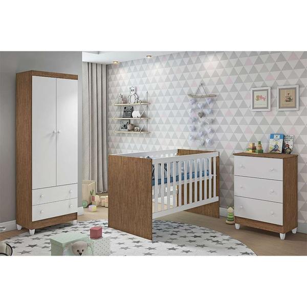 Quarto Infantil Maria I 2 PT 5 GV Branco e Amadeirado - Modern Quarto Infantil Maria I 2 PT 5 GV Branco e Amadeirado - Modern