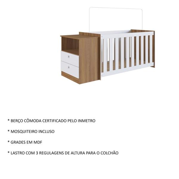 Imagem de Quarto Infantil  Marrom e Branco Berço e Cômoda Aconchego Completa Móveis