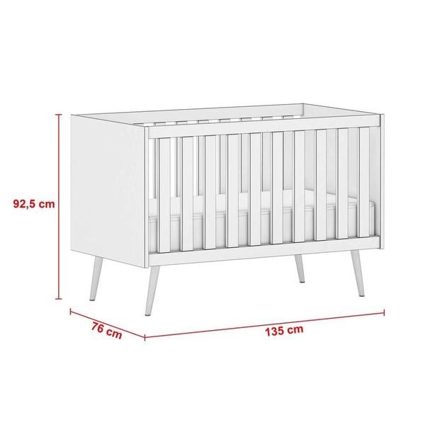 Quarto Infantil Retro Melinda Guarda Roupa 3 Portas, Comoda 1 Porta e Berço Branco - Mobili Imagem de Quarto Infantil Retro Melinda Guarda Roupa 3 Portas, Comoda 1 Porta e Berço Branco - Mobili
