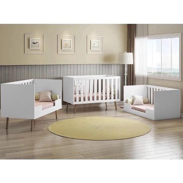 Quarto Infantil Retro Melinda Guarda Roupa 3 Portas, Comoda 1 Porta e Berço Branco - Mobili Imagem de Quarto Infantil Retro Melinda Guarda Roupa 3 Portas, Comoda 1 Porta e Berço Branco - Mobili