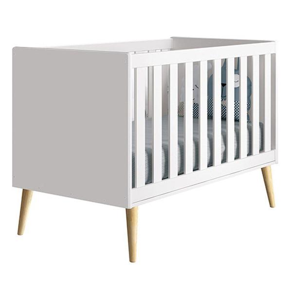 Imagem de Quarto Infantil Theo 3 portas Branco Fosco com Pés Madeira Natural - Reller Móveis