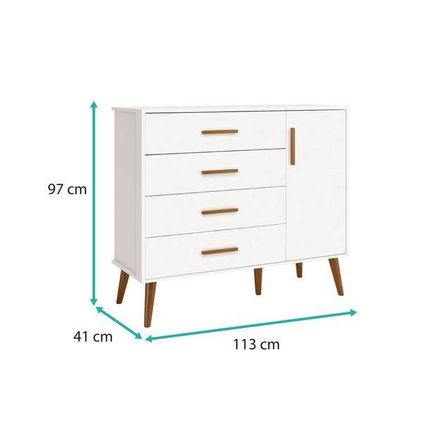 Imagem de Quarto Isis Berço Americano 2 em 1 + Comoda Sapateira + Guarda Roupa Isis Retrô 3 Portas 2 Gavetas Branco Fosco - Reller