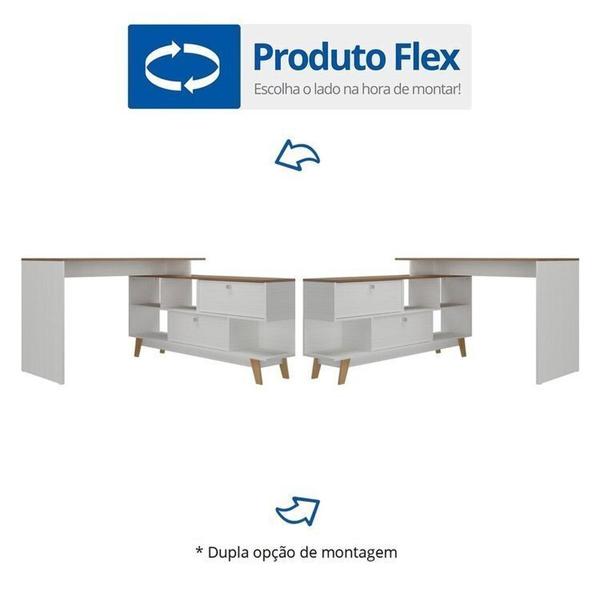 Imagem de Quarto Juvenil completo Nexis com Beliche e Escrivaninha em L 2 Portas Branco/Nogal