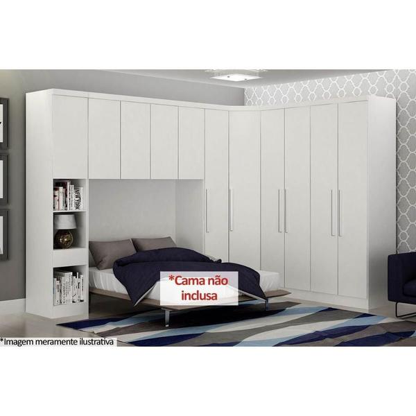 Imagem de Quarto Modulado Bari  Rizon 5 Peças (1 Armário Ponte + 1 Closet + 2 Guarda Roupas + 1 Complemento) QCM03 Branco