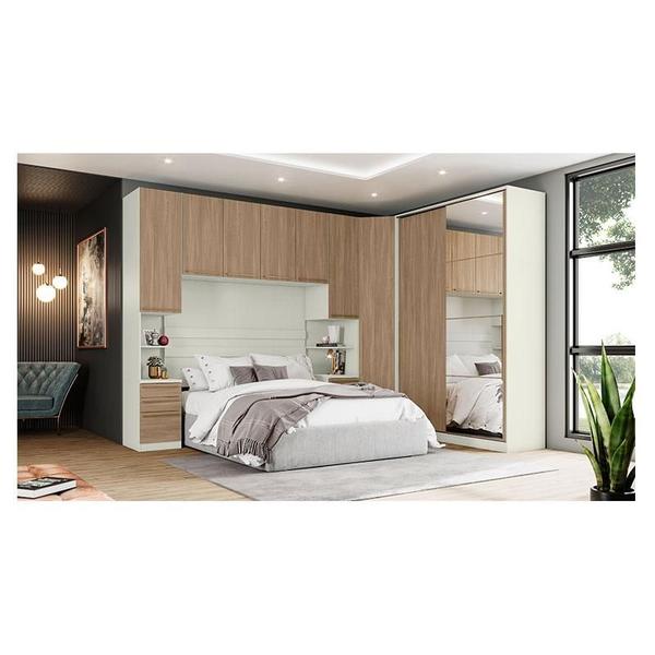 Imagem de Quarto Modulado Casal Ambiente 1 New Predileto 5 Peças Areia Jequitibá - Henn