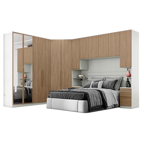 Imagem de Quarto Modulado Casal Ambiente 6 Seletto 6 Peças Areia Jequitibá - Henn