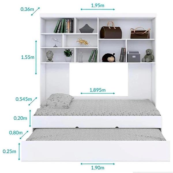 Imagem de Quarto Modulado Chiara Guarda Roupa Modulo Aereo e Cama com Auxiliar - Branco - Phoenix Baby