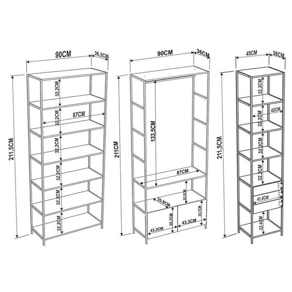 Imagem de Quarto Modulado Closet 4 Módulos Quadra Vermont Base Preto