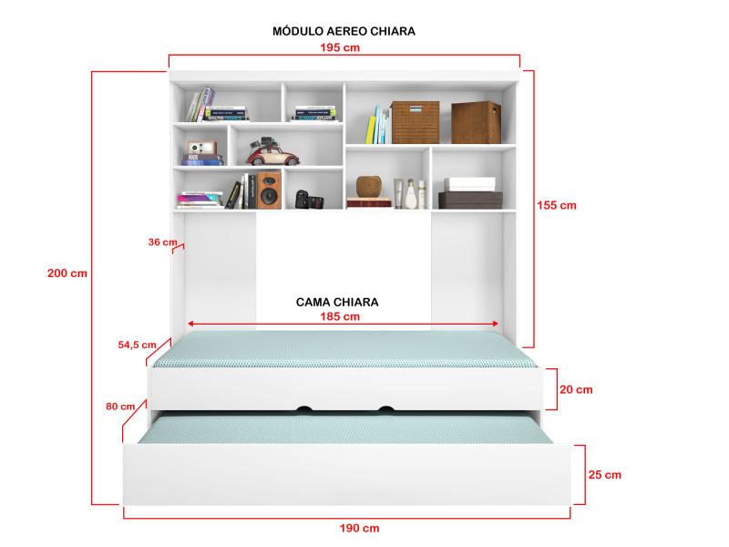 Imagem de Quarto modulado Infanto Juvenil Chiara 4 Peças Branco c/ Amadeirado Phoenix Baby