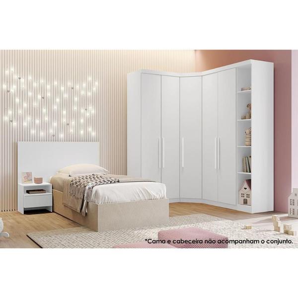 Imagem de Quarto Modulado Rizon  4 Peças (1 Closet + 2 Guarda Roupas + 1 Complemento) QC209 Branco