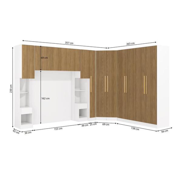 Imagem de Quarto Modular Kappesberg Adapt Branco/Nogueira 8 Peças 357cm x 263cm