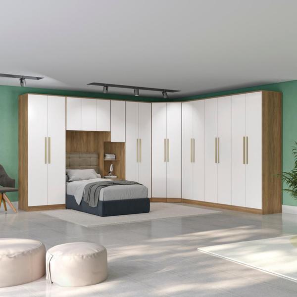 Imagem de Quarto Modular Kappesberg Adapt Nogueira/Branco 8 Peças 397cm x 341cm