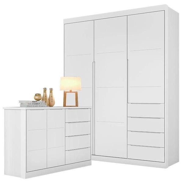 Imagem de Quarto Para Bebê com Guarda Roupa e Cômoda Perola MDF