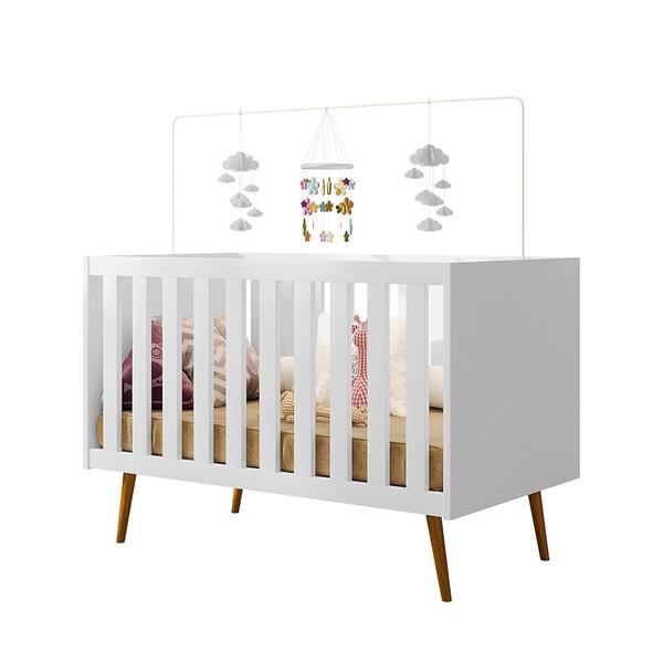 Imagem de Quarto Retrô Infantil Completo Melinda Branco  Guarda-Roupa, Cômoda com Porta e Berço Ana 3 em 1  Mobili 