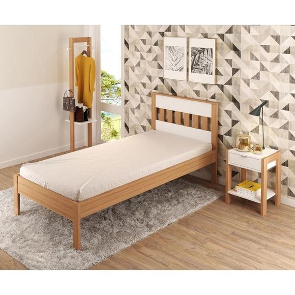 Imagem de Quarto Solteiro 3 Peças CM8006 AZ1016 AZ1019 QT4 Amendoa Branco Tecno Mobili