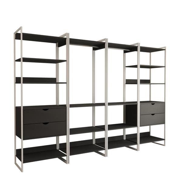 Imagem de Quatro Modulos Para Closet Industrial Ferro Branco Tampo Preto