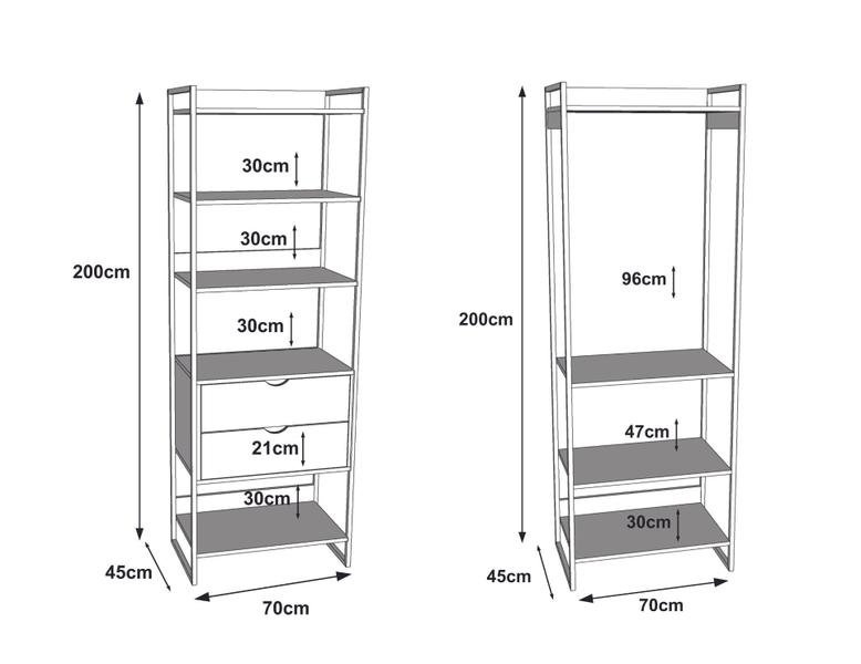 Imagem de Quatro Modulos Para Closet Industrial Ferro Cobre MDF Canela