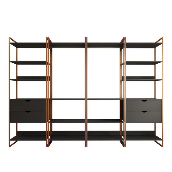 Imagem de Quatro Modulos Para Closet Industrial Ferro Cobre Tampo Preto