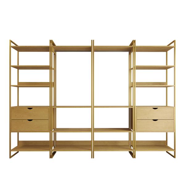 Imagem de Quatro Modulos Para Closet Industrial Ferro Dourado MDF Canela