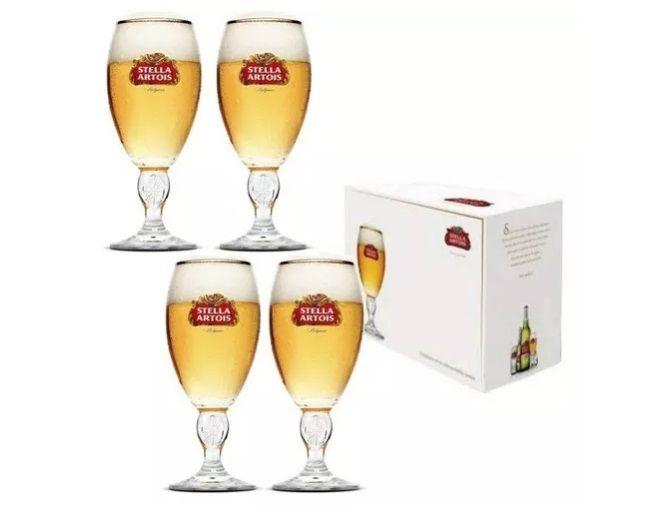 Imagem de Quatro Taças Stella Artois Cálice Litografada Cerveja 250ml