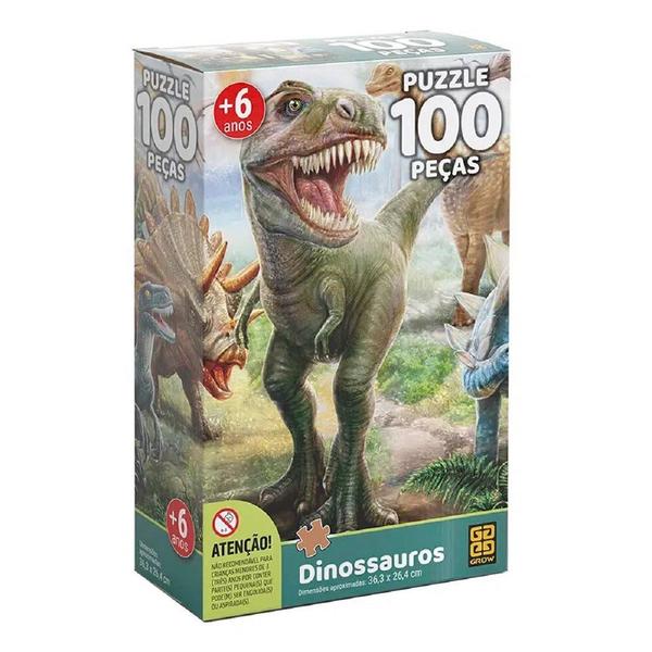 Imagem de Quebra Cabeça 100 Peças Dinossauros 02660 - Grow