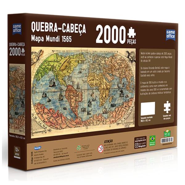 Imagem de Quebra-Cabeça 2000 Peças Mapa-Múndi TOYSTER