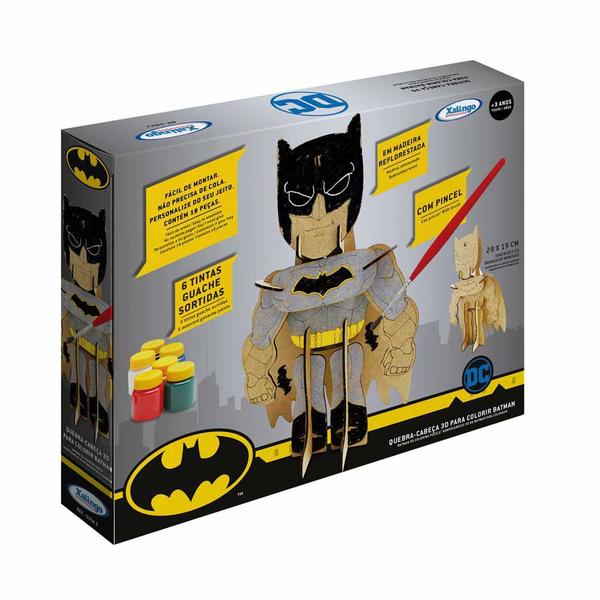 Imagem de Quebra-Cabeça 3D - 18 Peças - DC - Batman - Boneco de Pintura DIY - Xalingo