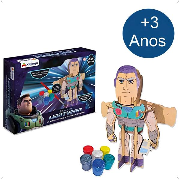 Imagem de Quebra-Cabeça 3D Buzz Lightyear Para Colorir 19 Peças De Madeira +3 Anos Brinquedo Educativo Xalingo - 55210