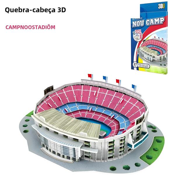 Imagem de Quebra-Cabeça 3D de Estádio de Futebol em Papel - Brinquedo Educativo DIY para Crianças