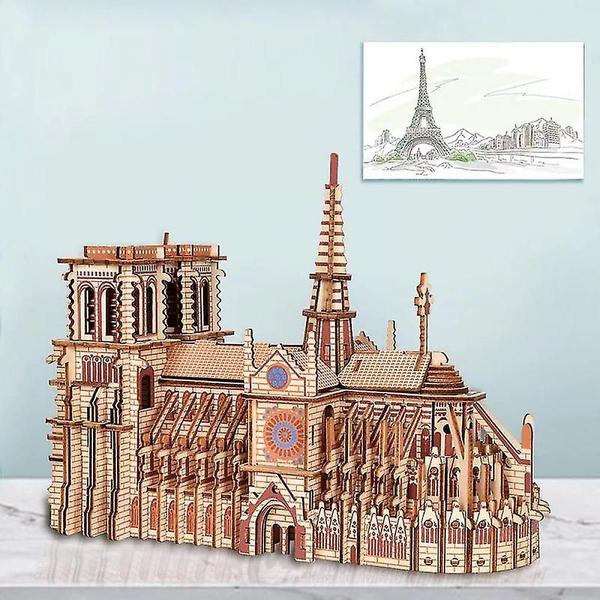 Imagem de Quebra-cabeça 3D de madeira Notre Dame De Paris Wokex 239 peças