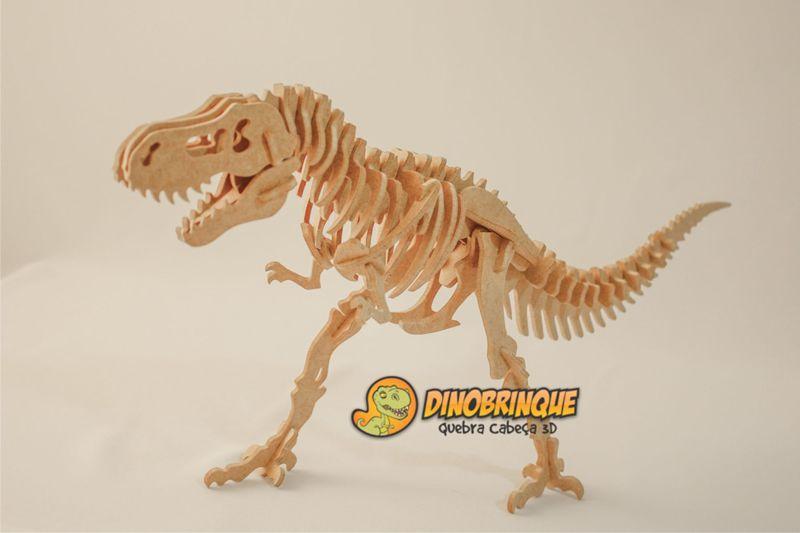 Imagem de Quebra-Cabeça 3D  DINOSSAURO TIRANOSSAURO REX Edição Especial de 75cm 55 peças em MDF - DINOBRINQUE