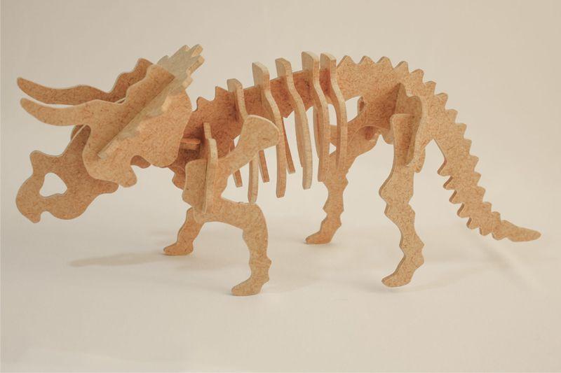 Imagem de Quebra-Cabeça 3D  DINOSSAURO TRICERATOPS 17 peças em MDF - DINOBRINQUE