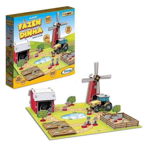 Imagem de Quebra-Cabeça 3D Fazendinha Playset 136 Peças Xalingo - 57021