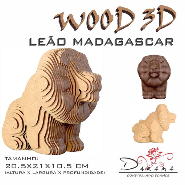 Imagem de Quebra Cabeça 3D Leão Madagascar Decoração Ornamento Enfeite