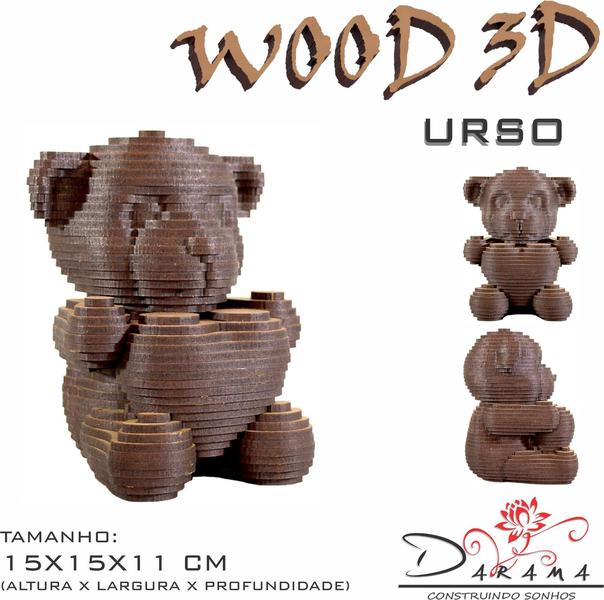 Imagem de Quebra Cabeça 3D Urso Coração Decoração Ornamento Enfeite