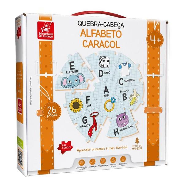 Imagem de Quebra-Cabeça Alfabeto Caracol Brinquedo Infantil Educativo