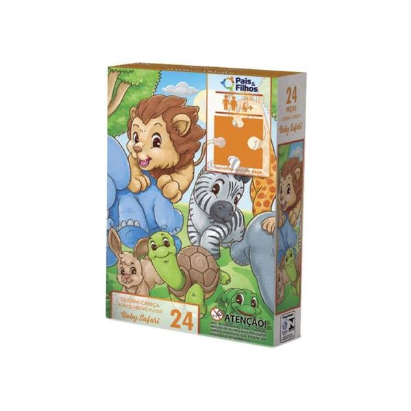 Imagem de Quebra Cabeça Baby Safari Jogo Infantil 24 Peças Grandes Brinquedo Didático