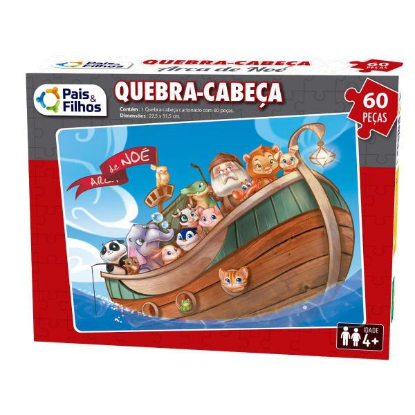 Imagem de Quebra Cabeça Biblico Arca De Noe 60 Peças Infantil E Idosos