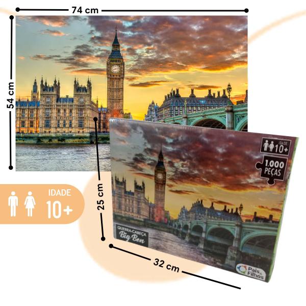 Imagem de Quebra-Cabeça Big Ben 1000 Peças Londres Pai e Filhos Puzzle