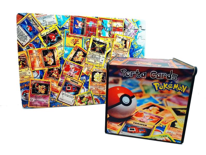 Imagem de Quebra-Cabeça Cards Pokemon 90 Peças E Caixa Porta Cards