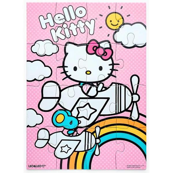 Imagem de Quebra Cabeça Cartonado Hello Kitty P/Colorir 4 Em 1 LeoLeo