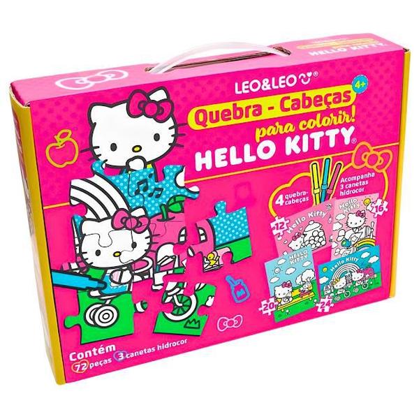 Imagem de Quebra Cabeça Cartonado Hello Kitty P/Colorir 4 Em 1 LeoLeo