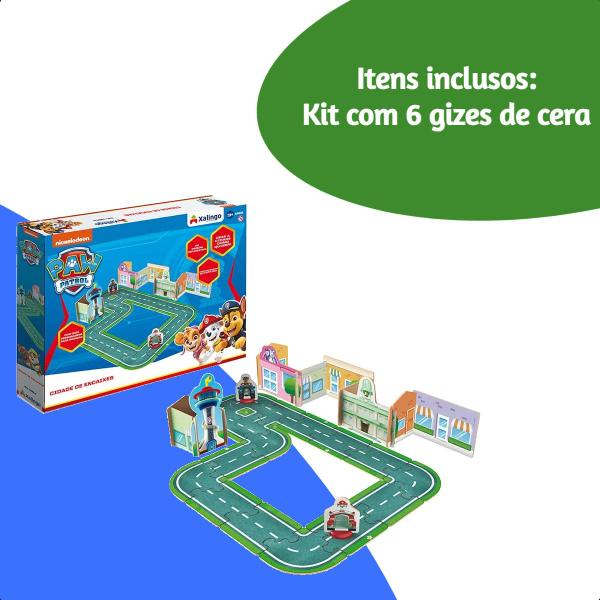 Imagem de Quebra-Cabeça Casinhas Três Porquinhos 3D em Cartão para Colorir com Kit de 6 Gizes de Cera +3 anos Xalingo - 17387