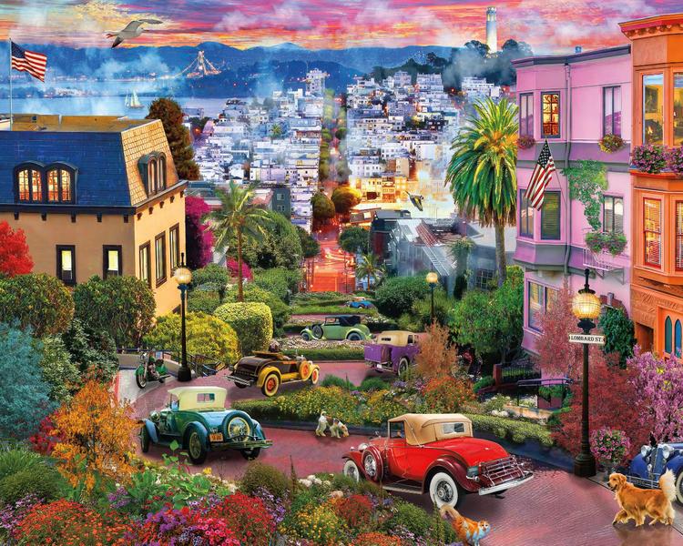 Imagem de Quebra-cabeça Ceaco David Maclean Colorful Lombard Street 1000 unidades