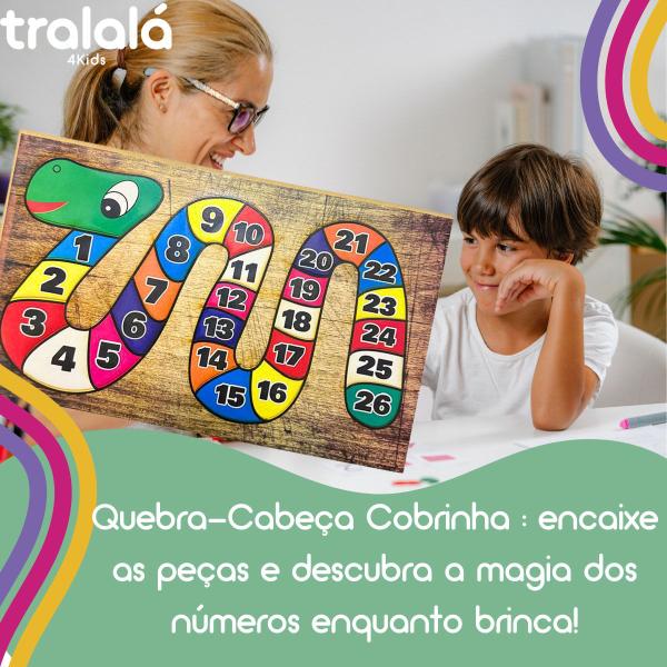 Imagem de Quebra-Cabeça Cobrinha Numeral Brinquedo Pedagógico em MDF